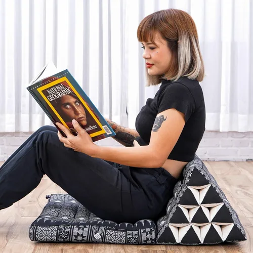 Miniatura 19 de Leewadee - Cojín Tailandés plegable para el suelo con respaldo para TV, sala de estar, colchón para exterior, 65.7 x 20.9 x 11.8 pulgadas, Kapok