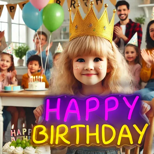 Miniatura 3 de Letrero de neón de feliz cumpleaños, tablero de luz brillante de feliz cumpleaños, tablero de luz de neón de feliz cumpleaños, adecuado para todas