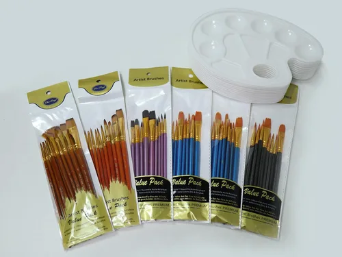 Miniatura 8 de Juego de 72 pinceles de pintura, 60 pinceles de pintura con 12 paletas para niños o adultos para crear pintura artística al óleo y acuarela