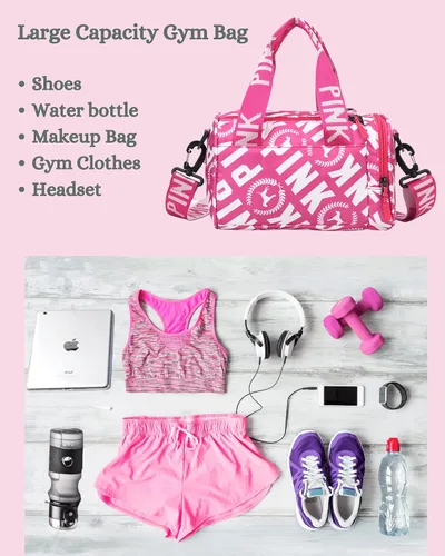 Miniatura 6 de Bolsa de gimnasio pequeña estética, bonita bolsa de lona con asa, bolsa de viaje para el hombro, bolsa cruzada resistente para deportes de natación