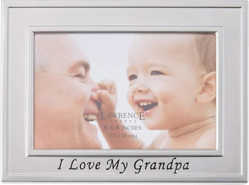 Miniatura 3 de Lawrence Frames Sentiments Collection - Marco de fotos con texto en inglés "I Love My Grandpa" de metal cepillado, color plateado