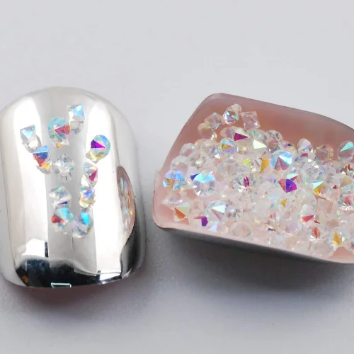Miniatura 3 de 5000 cuentas de diamantes de imitación de cristal de diamante ultra mini de 0.044 pulgadas con parte trasera plana, cristales iridiscentes, brillo