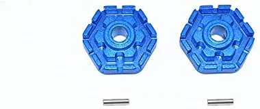 GPM Para Traxxas 1/10 Maxx 4WD Monster Truck Piezas de actualización de aluminio cubo de rueda hexagonal (+0.079 in) - Juego de 2 piezas azul