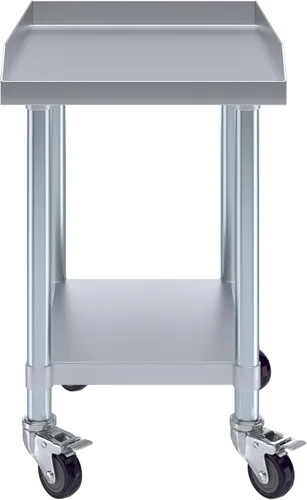Miniatura 2 de AmGood Soporte para equipo de acero inoxidable con estante inferior + ruedas, resistente, grado comercial, certificado NSF