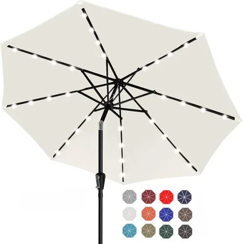 Miniatura 15 de ABCCANOPY Sombrillas solares duraderas para patio con 32 luces LED de 7.5 pies (beige claro)