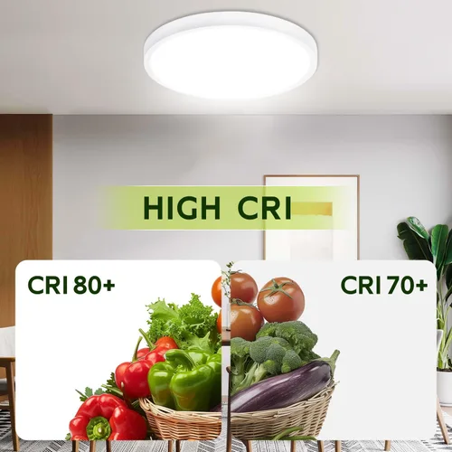Miniatura 3 de hykolity – Luz LED redonda plana de 9 pulgadas con temperatura de color seleccionable (CCT), 18W, 1800 lúmenes, 3000K/4000K/5000K, luz de techo