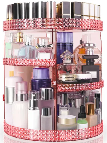 Miniatura 11 de Organizador de maquillaje giratorio de 360 grados para tocador, organizador de belleza de capacidad extra grande, organizador de perfume DIY