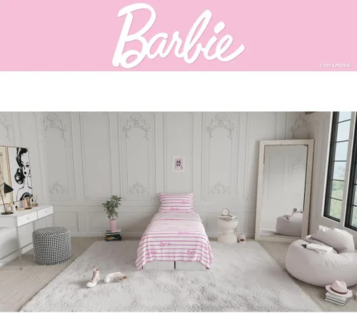 Miniatura 6 de Franco - Juego de sábanas tamaño individual de 3 piezas de Barbie Logo, muy suave y acogedor, de microfibra, (producto oficialmente licenciado) por