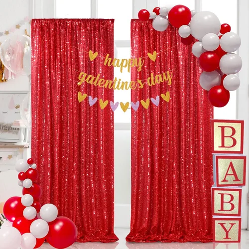 Miniatura 40 de Telón de fondo de lentejuelas moradas 2 paneles 2FTx8FT con purpurina telón de fondo cortinas para fiesta de Halloween fondo de fotos para bodas