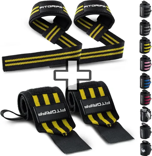 Miniatura 8 de Fitgriff® Lifting Straps & Wrist Wraps (Bundle) Superior Support for Weightlifting & Gym Workouts - for Men and Women Negro completo
