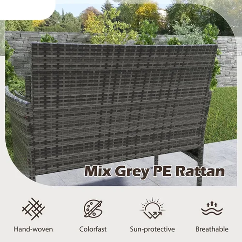 Miniatura 4 de RELAX4LIFE Juego de muebles de patio de 4 piezas – Juego de muebles de ratán para conversación al aire libre con cojines, mesa de centro de cristal