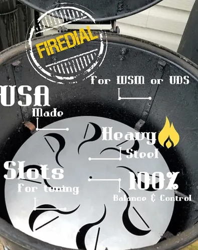 Miniatura 2 de Sistema de gestión de calor con placa deflectora FireDial para barbacoas de carbón y parrillas ahumadoras, UDS, WSM, Kettle (Para WSM de 18 pulg.)