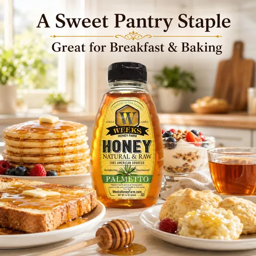 Miniatura 4 de Weeks Honey Farm Palmetto Honey – 16oz Squeeze Bottle 100% Raw & Unfiltered Pure Honey Natural Superfood Rich in Vitamins, Minerals &