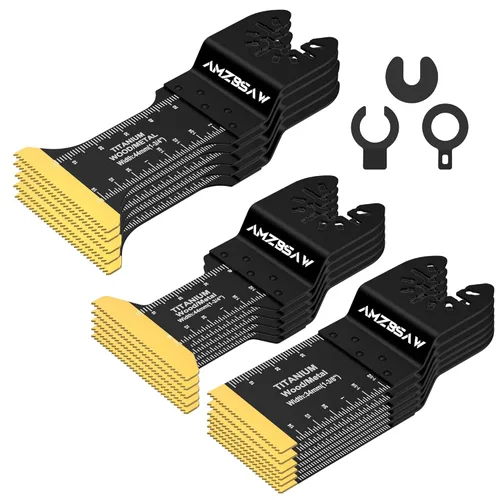 AMZBSAW 16 piezas de cuchillas oscilantes de titanio para corte de metal, cuchillas multiherramienta para clavos de metal blando, material duro y