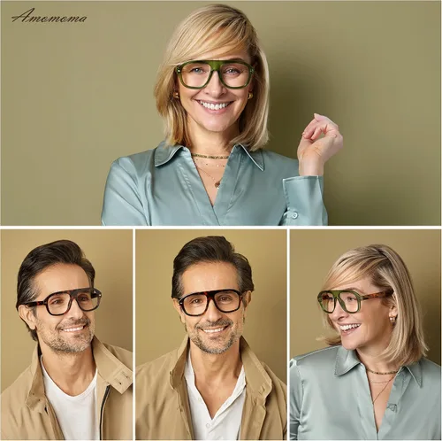 Miniatura 2 de AMOMOMA Paquete de 3 lentes de lectura estilo aviador retro con luz azul para mujeres y hombres, marco grande para lector de computadora AM6163