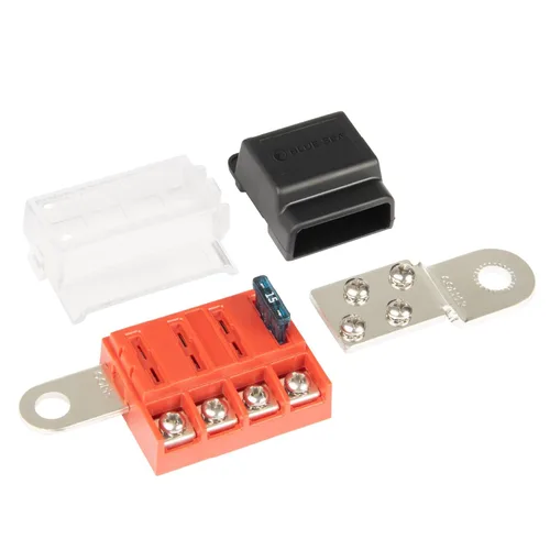 Miniatura 13 de Blue Sea Systems 5045 ST Bloque de fusibles de hoja compacto de 4 circuitos con cubierta, 100 amperios Con tapa.