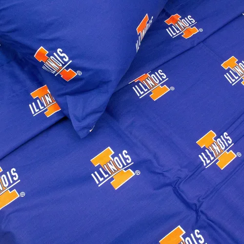 Miniatura 4 de College Covers Everything Comfy Illinois Fighting Illini - Juego de sábanas de 3 piezas, tamaño individual, fondo del color del equipo, 1 sábana
