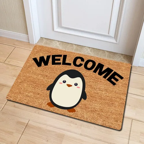 Miniatura 5 de Divertida alfombra de bienvenida para entrada de interior y porche, diseño de pingüinos de bienvenida, diseño de animales, tapete para decoración