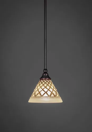 Miniatura 117 de Toltec Lighting Tallo Colgado Mini colgante, acabado de cobre negro, 3.5" cuadrado humo burbuja vidrio