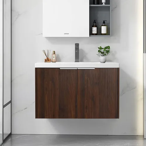 Miniatura 11 de Juego de tocador de baño de 24 pulgadas con lavabo, juego de armario de baño montado en la pared con lavabo de gel y puerta de gabinete de cierre