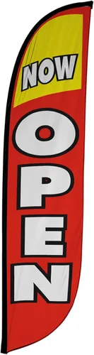 Miniatura 10 de LookOurWay Bandera de plumas – 12 pies de alto cartel publicitario solo bandera swooper, sin postes – banderas de gran apertura – rojo Abierto