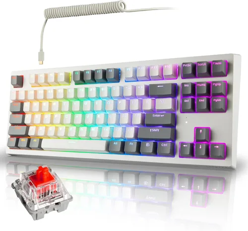 Miniatura 12 de TECWARE Phantom+ 87 Key RGB Mechanical Gaming Keyboard Wraith Brown, Red, Pink and Orange Switch Black, White and Gray