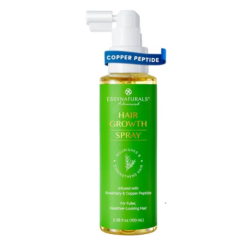 Spray para el crecimiento del cabello con péptido de cobre: infundido con cafeína, romero y una rica mezcla de extractos vegetales nutritivos para
