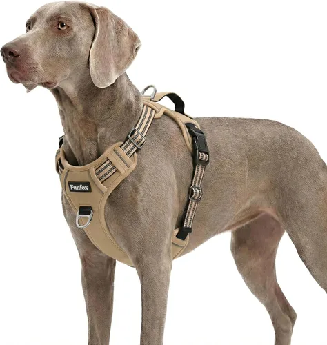 Miniatura 47 de Funfox Arnés para perro sin tirones, arnés de chaleco ajustable para mascotas, material súper suave con mango vertical, fácil control, paseo