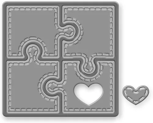 Miniatura 6 de Rompecabezas de metal troquelados con forma de corazón, plantillas de marco de rompecabezas cuadradas, manualidades, tarjetas, troqueles de corte