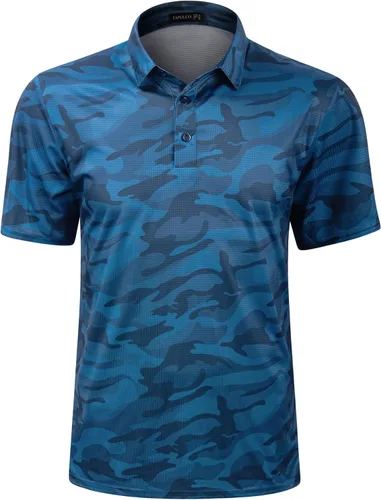 Miniatura 40 de TAPULCO Camisetas tipo polo de secado rápido para hombre, diseño de camuflaje, atléticas, ligeras, transpirables, casuales, para golf