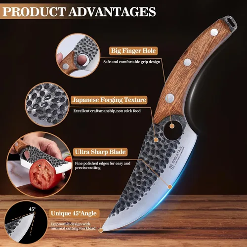 Miniatura 2 de Cuchillo de chef, cuchillo de cocina para deshuesar, cortar y cortar, cuchillo de carnicero forjado a mano, cuchillo japonés de acero inoxidable