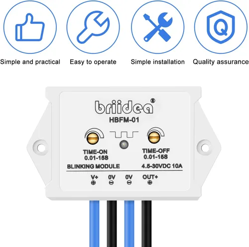 Miniatura 2 de Briidea Módulo de Parpadeo Intermitente de 10 Amperios DC 4.5-30V Adecuado para Varias Lámparas de Advertencia, Impermeable