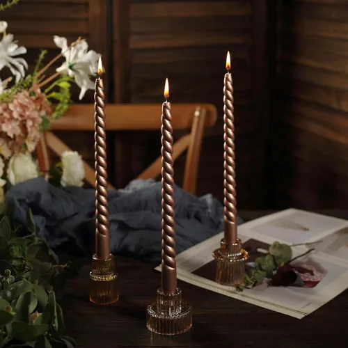 Miniatura 8 de Efavormart 12 Pack 11" Velas cónicas de cera de parafina de rosa mate de color oro rosa de alta calidad, velas de cena largas sin aroma, con mecha