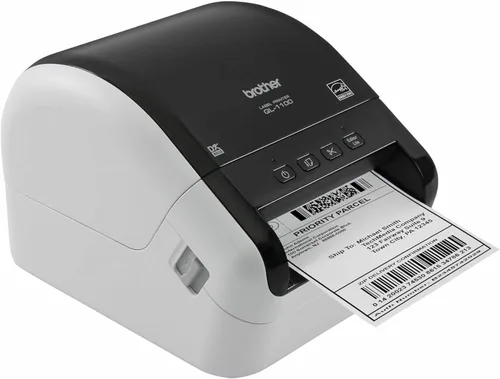 Brother QL-1100 Impresora de etiquetas monocromática térmica profesional de formato ancho, franqueo y código de barras, color negro