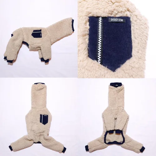 Miniatura 3 de D Doggy Star - Suéter de galgo italiano de cuello de tortuga, conjunto de mono de vellón cálido, ropa de Whippet para perro (XL, azul marino Pkt)