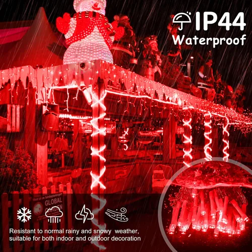 Miniatura 5 de Luces de Navidad para exteriores Luces de Carámbano 300 LED, 33 pies, 8 modos, luces de cadena colgantes de hadas conectables con enchufe de 30 V