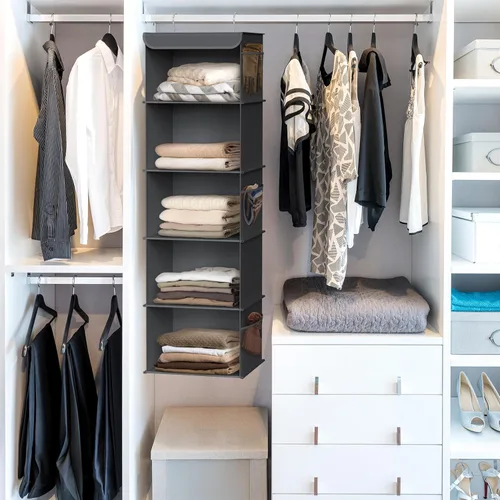 Miniatura 2 de Simple Houseware Organizador de armario colgante de 5 estantes, gris oscuro