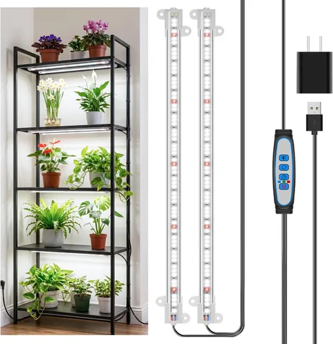 Miniatura 8 de Wiaxulay - Tiras de luz LED para cultivo de plantas de interior, luz de crecimiento de espectro completo de 6000K, lámpara solar con temporizador
