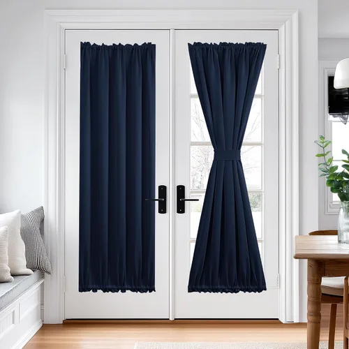 Miniatura 70 de Cortina térmica para puerta con bolsillo para barra, opacas, tratamiento de ventanas con ojales y ojales Deconovo 1 panel