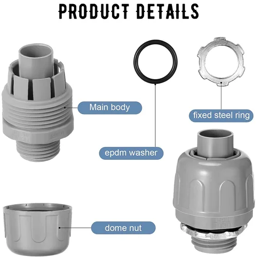Miniatura 3 de Conector hermético de líquido de 1/2 pulgada, accesorios de conducto eléctrico de PVC, conector de conducto flexible de 180 grados para el hogar