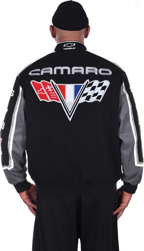 Miniatura 2 de JH DESIGN GROUP Chaqueta de sarga de algodón bordado Chevy Camaro Collage para hombre