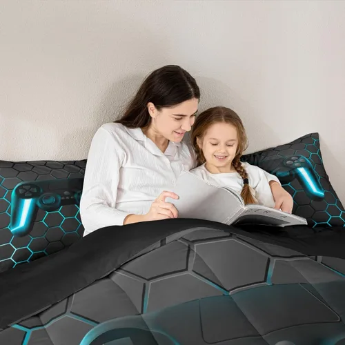 Miniatura 6 de Edredón de videojuegos para niños y adolescentes, juego de ropa de cama individual, juego de edredón para niños y jugadores, decoración del hogar