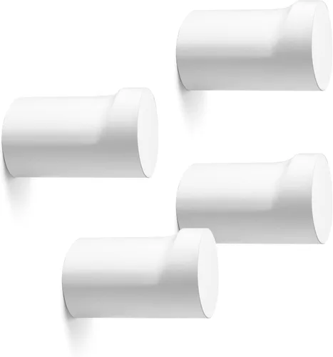 bsdonte Ganchos de Pared de Madera, Paquete de 4 Ganchos Decorativos Blancos Montados en la Pared, Ganchos Modernos para Sombreros de Servicio