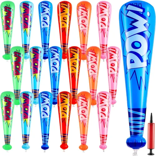 Miniatura 9 de WILLBOND 18 bates inflables de béisbol de 17 pulgadas a granel, regalos de fiesta de béisbol, premios de carnaval, inflable, juguete inflable con 1