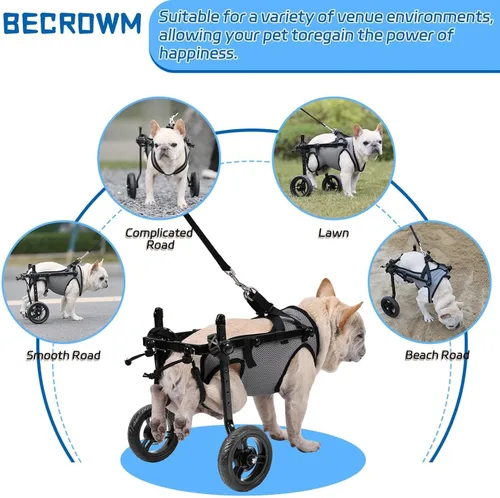 Miniatura 6 de Silla de ruedas para perros para patas traseras, carrito de ruedas ligero para perros con patas traseras para discapacitados, ajustable