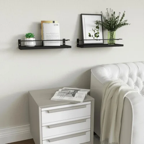 Miniatura 7 de RICHER HOUSE Estantes de baño, organizador de estante de pared flotante negro sobre inodoro de almacenamiento con 2 estantes