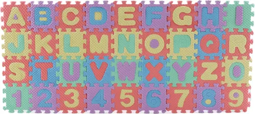 36 figuras de espuma en miniatura para pisos, 1.9 pulgadas, mini alfombrillas entrelazadas del alfabeto y números, azulejos de EVA para escritorio,