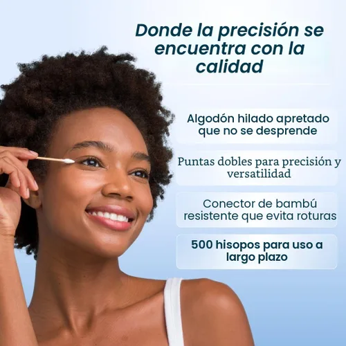 Miniatura 3 de Clean Skin Club Clean Swabs 500CT Punta puntiaguda Biodegradable + algodón orgánico y bambú Maquillaje y retoques de esmalte de uñas Sin