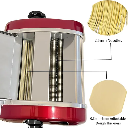 Miniatura 6 de Máquina de prensado de masa eléctrica para hacer fideos domésticos Cortador de 0.098 in incorporado 135 W 11.0 lbs/H Salida para uso doméstico