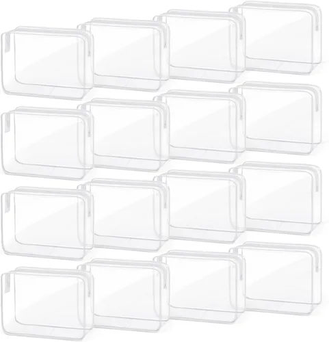 Miniatura 14 de TISRATOK 16 bolsas de maquillaje transparentes, bolsa de aseo de artículos esenciales de viaje, organizador de cosméticos de PVC transparente, bolsa